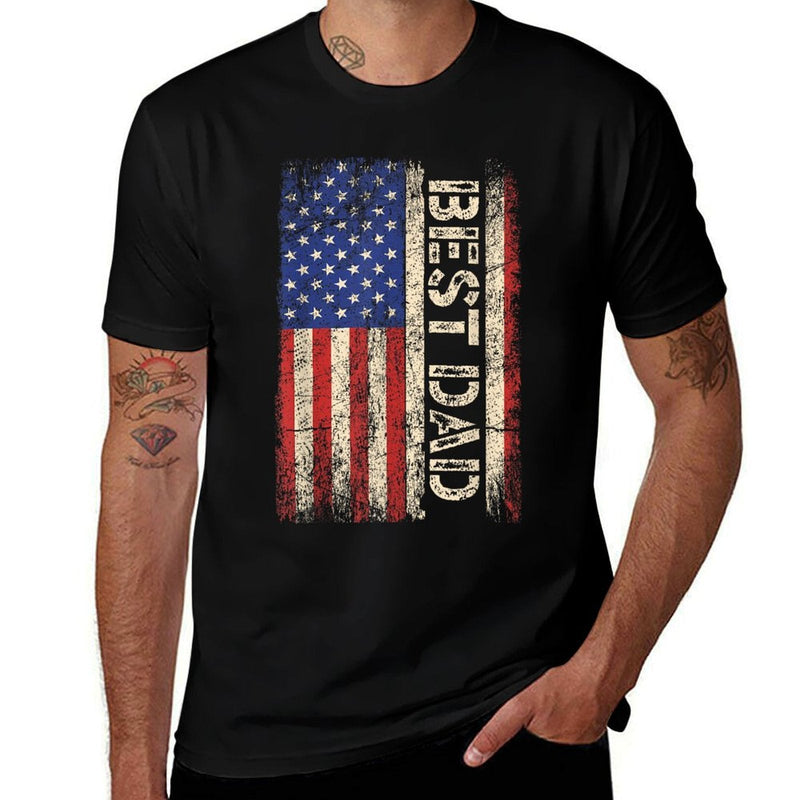 Best Dad Ever American Flag Father's Day Breathable T-Shirt