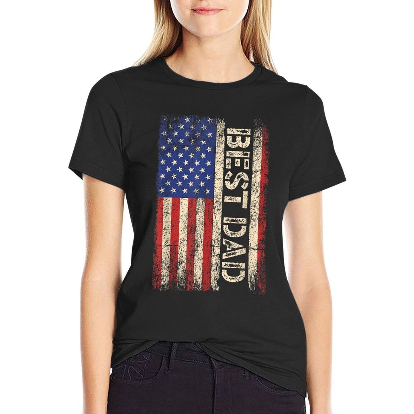 Best Dad Ever American Flag Father's Day Breathable T-Shirt