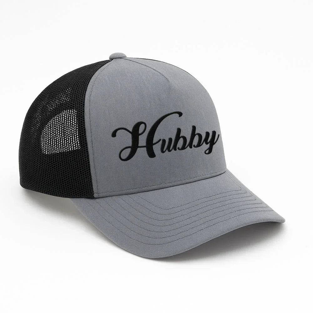 Embroidered Hubby Trucker Hat – Mesh Cap for Wedding or Anniversary