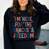I'm Here for the Snacks and Freedom Graphic Tee – Funny Patriotic