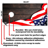 Flag on Dark Wood - Cornhole Board Wrap - Set of 2