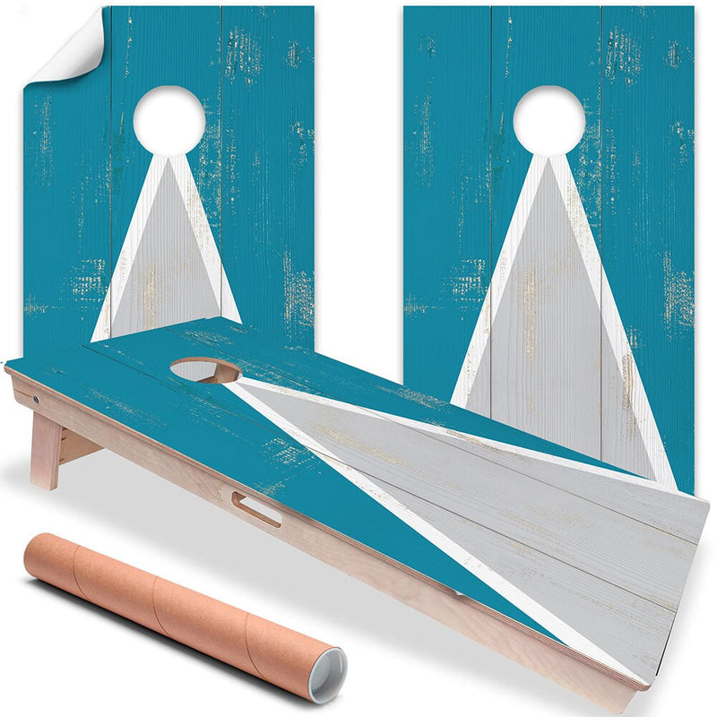Teal Triangle - Cornhole Board Wrap - Set of 2