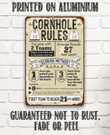Cornhole Rules - Metal Sign