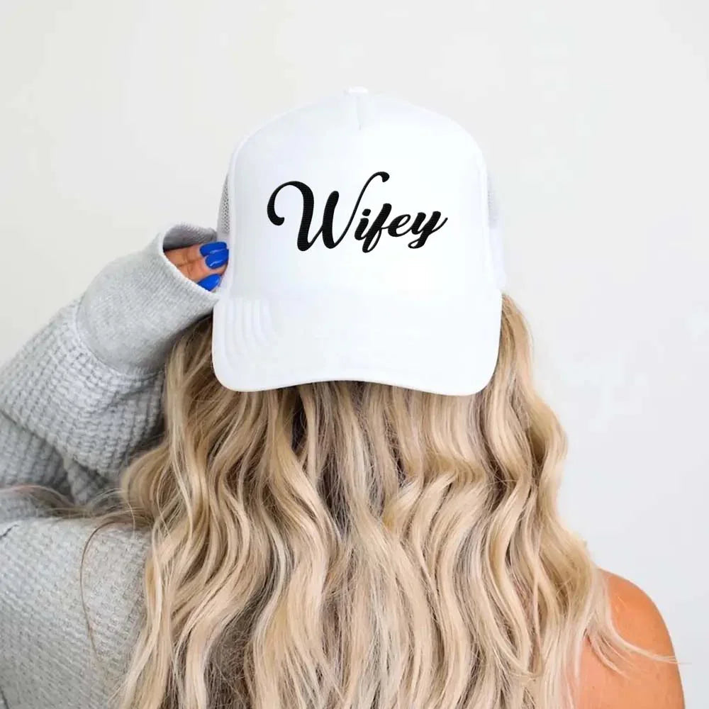 Embroidered Wifey Trucker Hat – Mesh Cap for Wedding or Anniversary