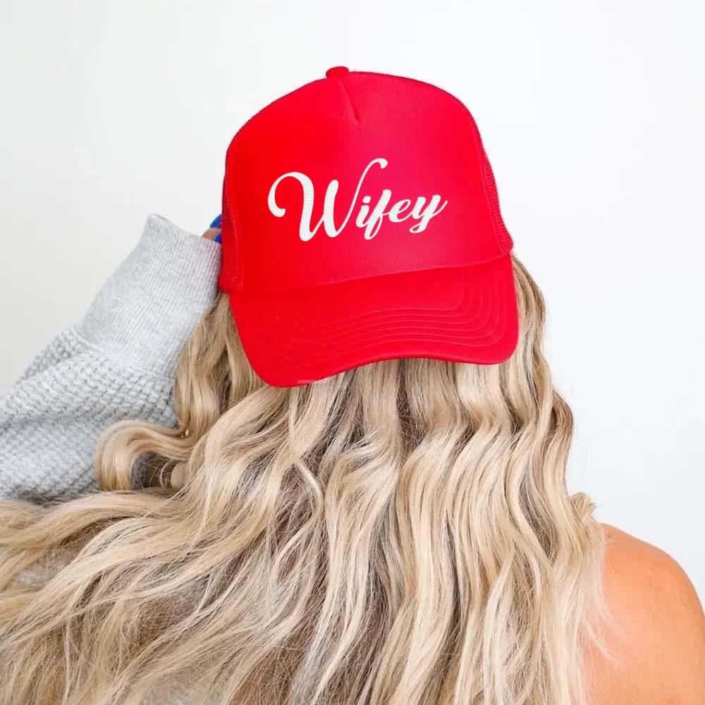 Embroidered Wifey Trucker Hat – Mesh Cap for Wedding or Anniversary