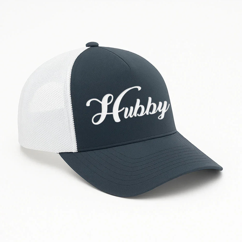 Embroidered Hubby Trucker Hat – Mesh Cap for Wedding or Anniversary
