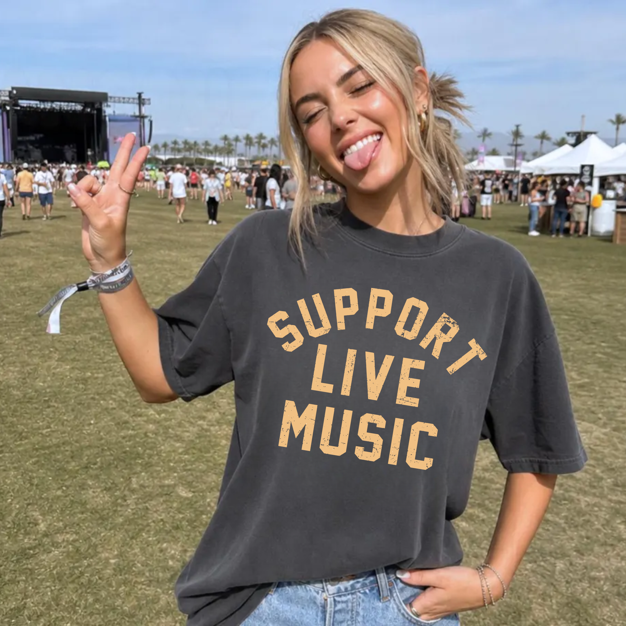 Support Live Music Graphic Tee – Country Concert Shirt