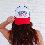 American Mama Trucker Hat – Patriotic Mesh Snapback Cap