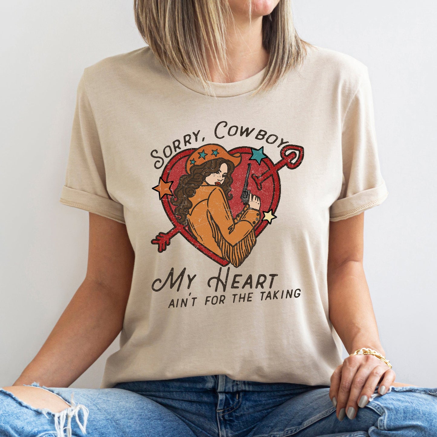 Sorry Cowboy Heart Ain't for the Taking Super Soft Tee