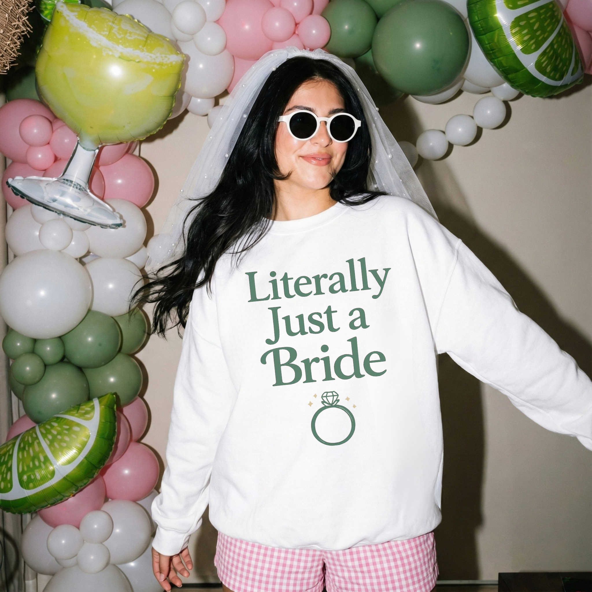 Literally Just a Bride Sweatshirt – Bridal Shower Bachelorette