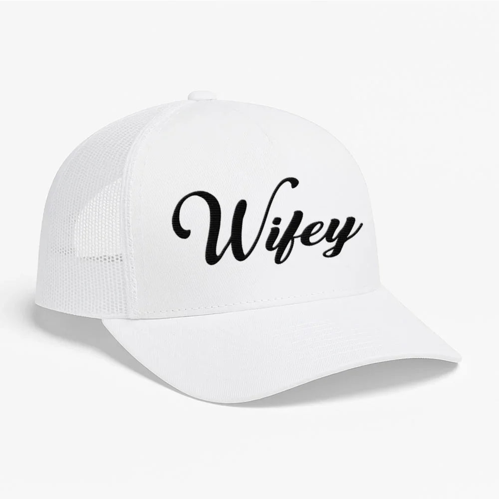 Embroidered Wifey Trucker Hat – Mesh Cap for Wedding or Anniversary