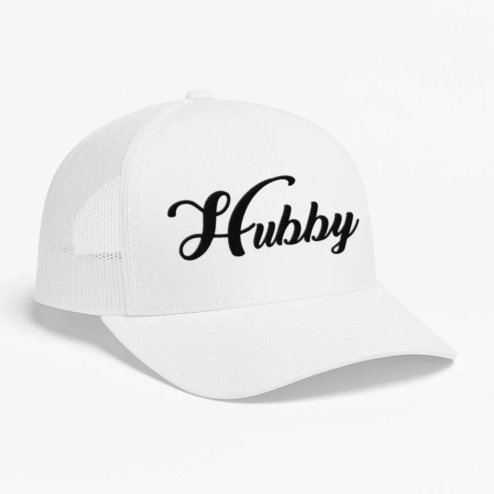 Embroidered Hubby Trucker Hat – Mesh Cap for Wedding or Anniversary