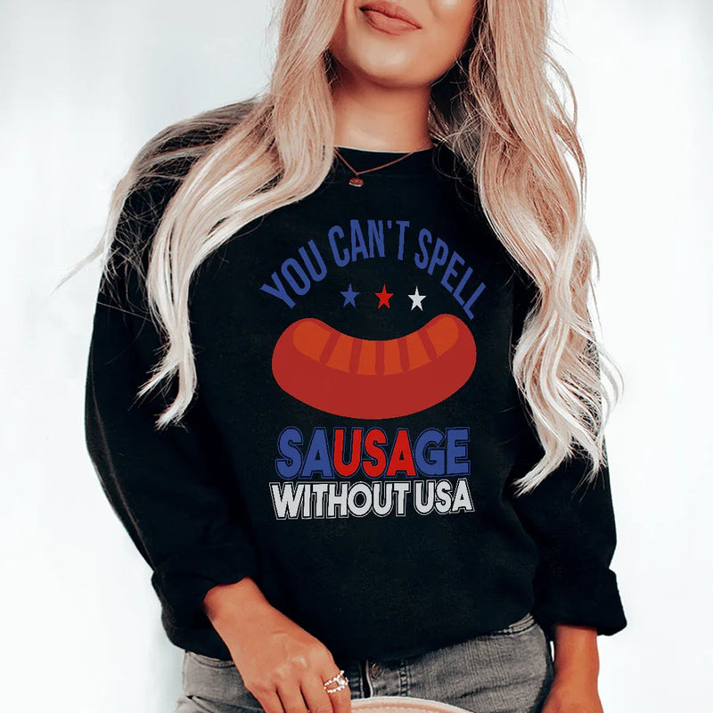 You Can't Spell Sausage Without USA Graphic Tee – Funny Patriotic